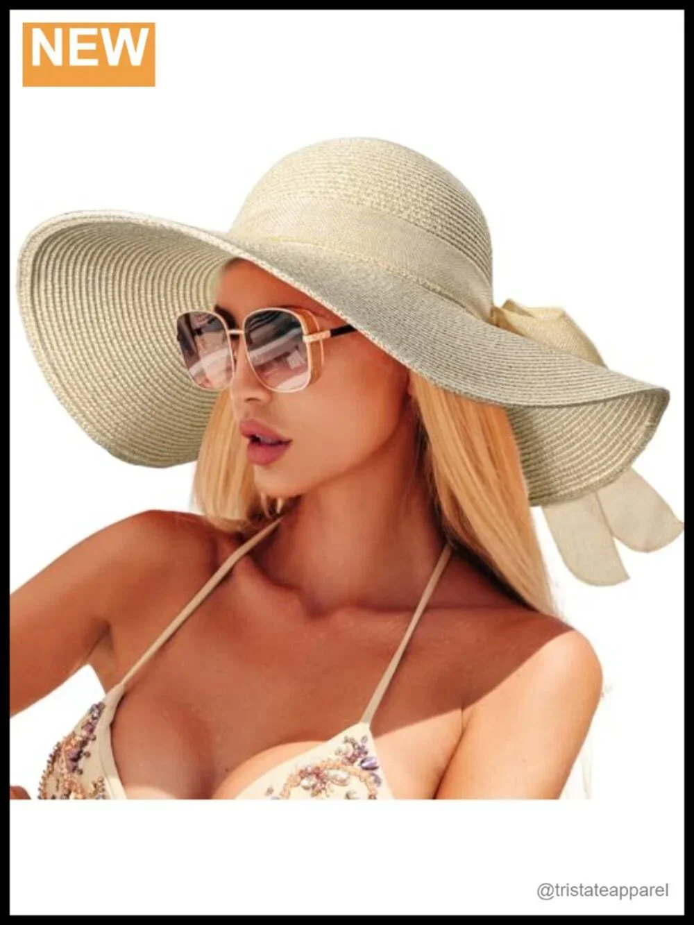 Wide Brim Straw Sun Hat for Women UPF 50+ Packable Floppy Beach Hat